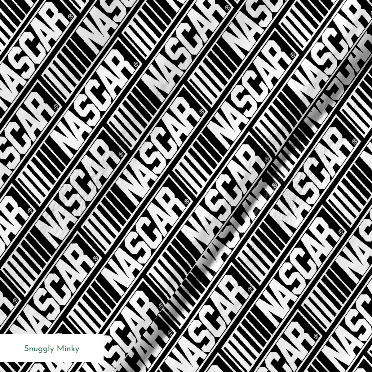 NASCAR® Retro Logo on White Stripes Fabric
