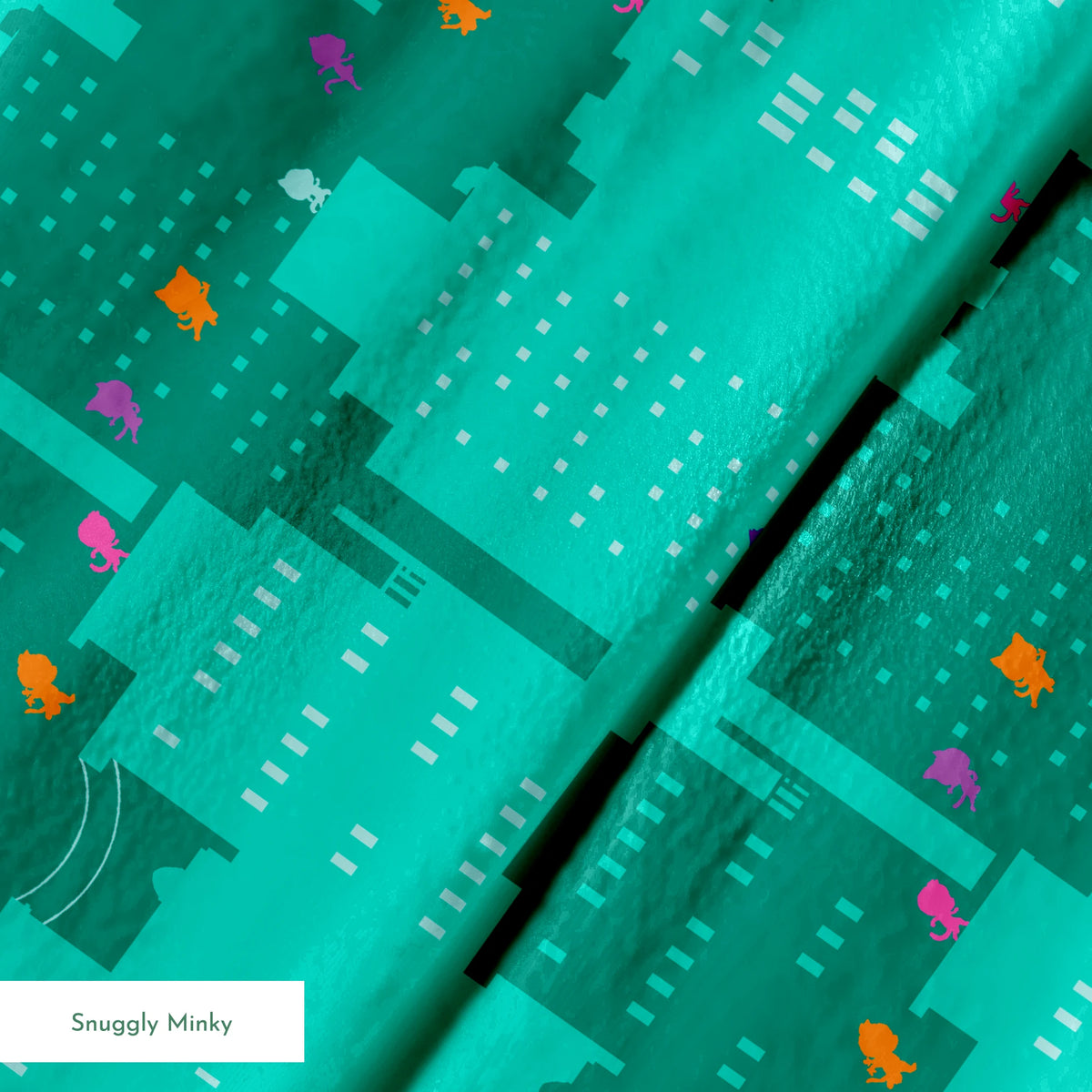 Disney Jr's. SuperKitties Super Skyline on Teal Fabric