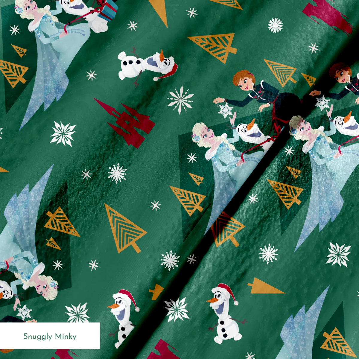 Disney Frozen Holiday Tidings on Green Fabric