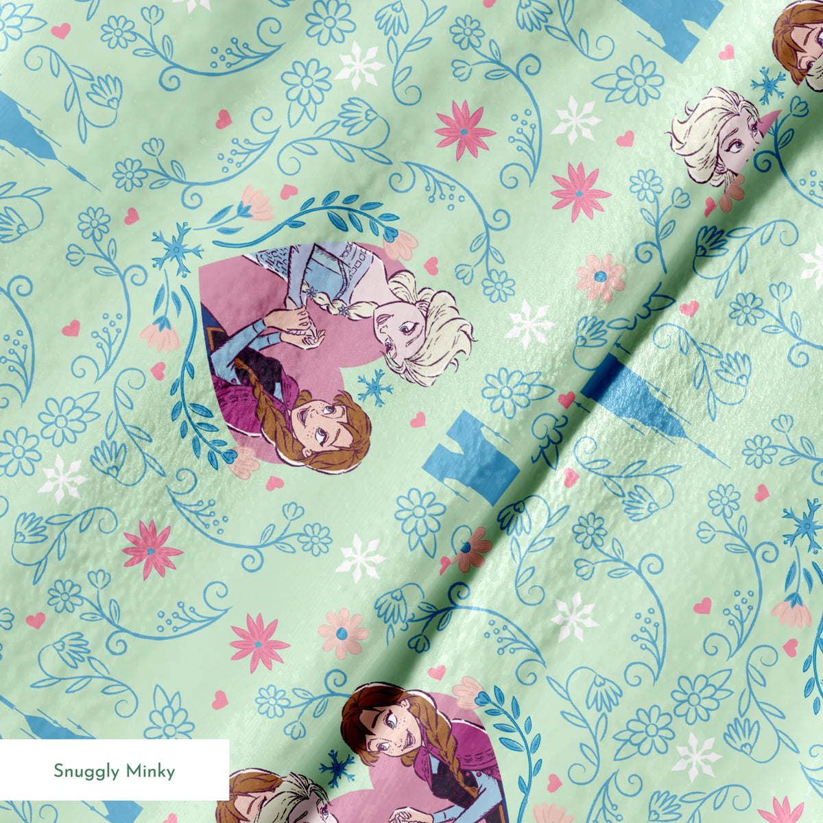 Disney Frozen Sisterly Bond on Green Fabric