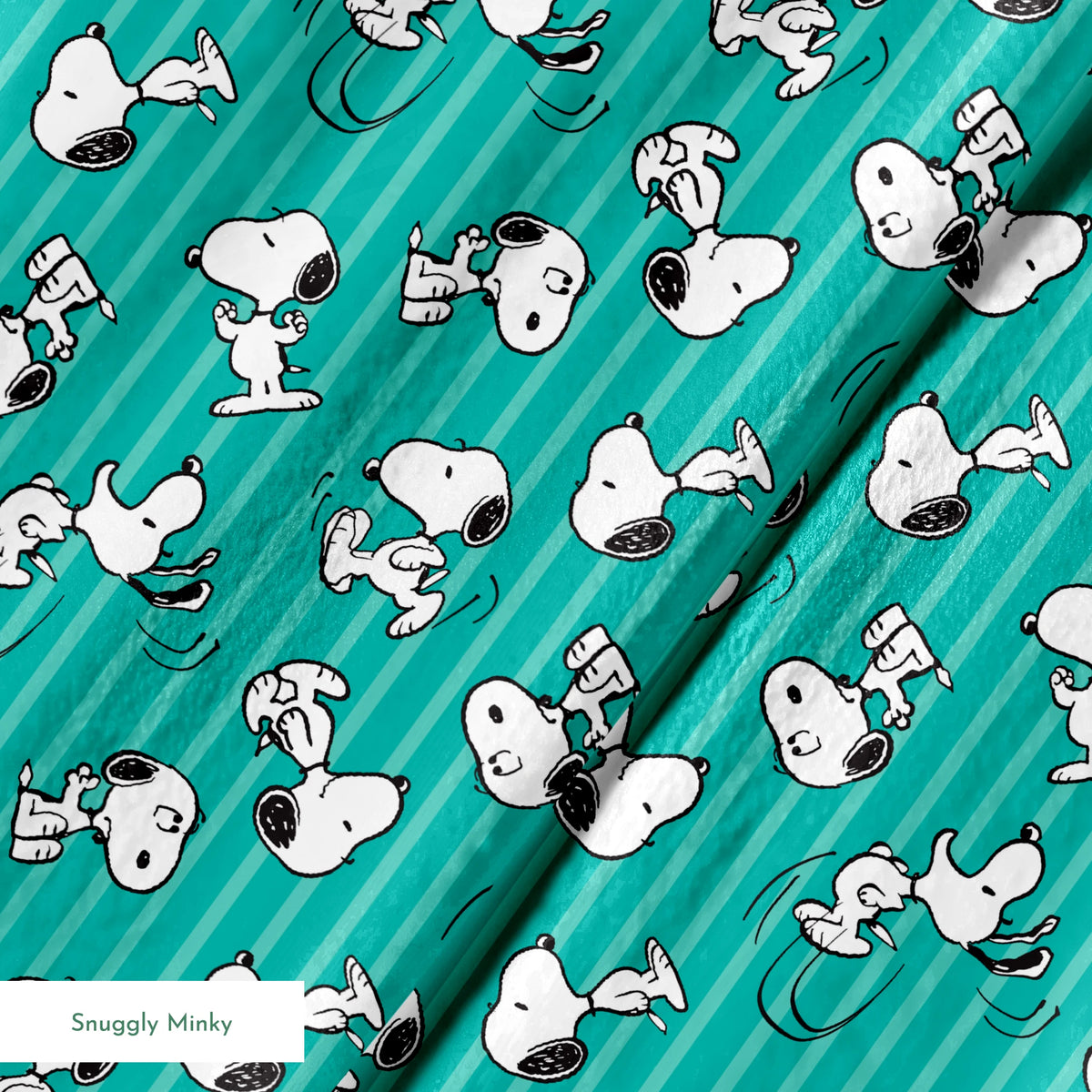 Peanuts Snoopy on Teal Stripes Fabric
