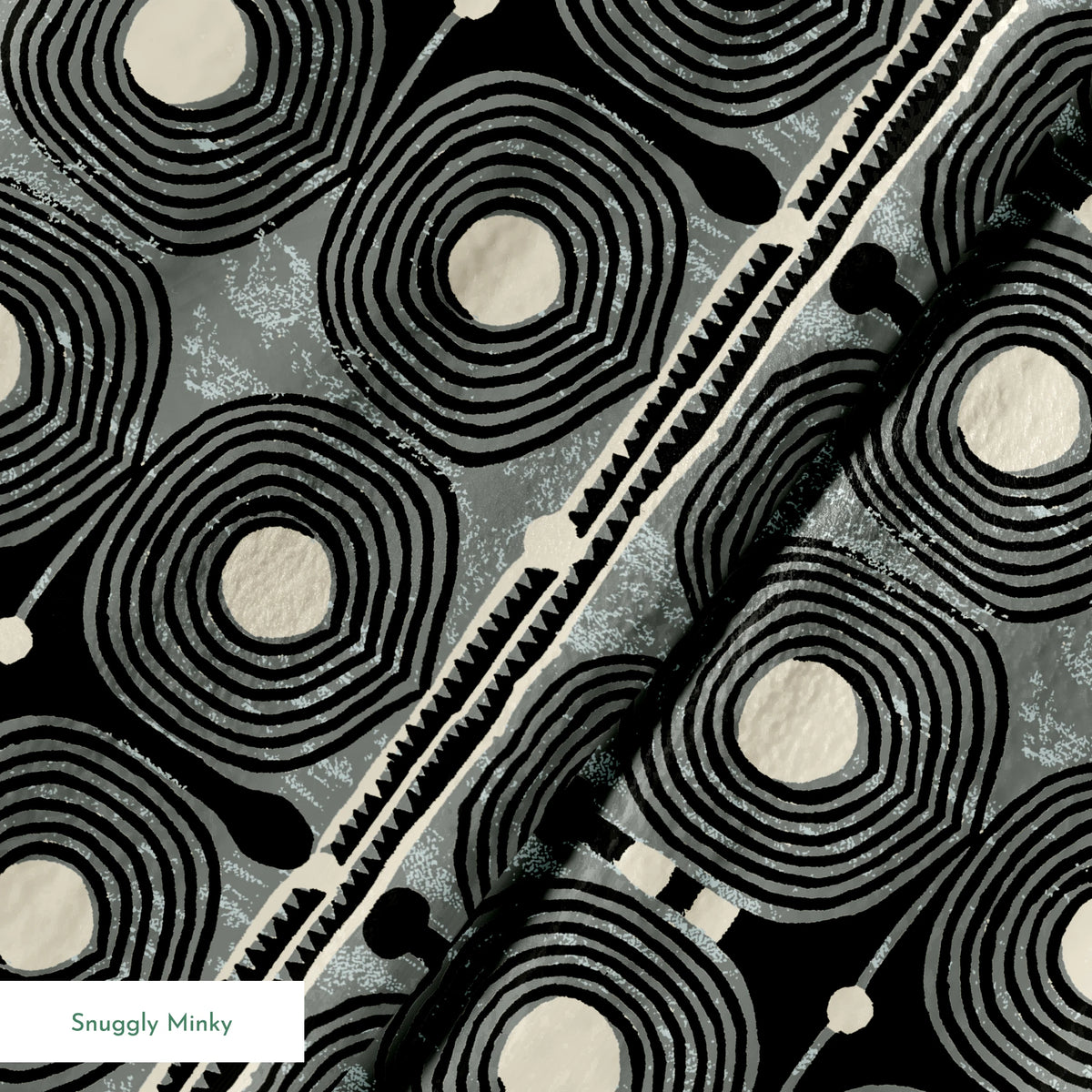 Spiraline on Black Days Fabric