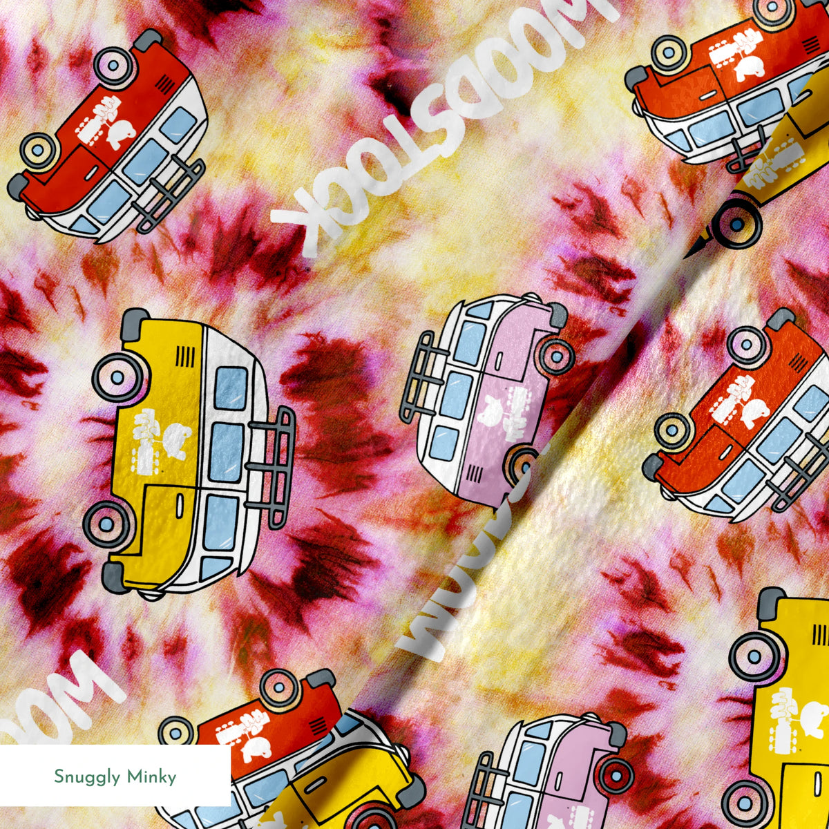 Woodstock Tie-Dye Van on Rust Fabric