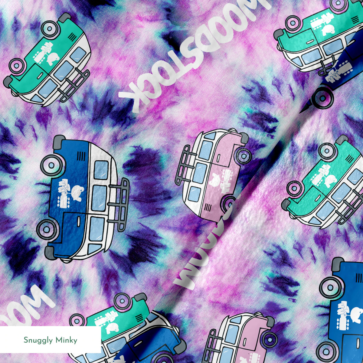Woodstock Tie-Dye Van on Purple Fabric