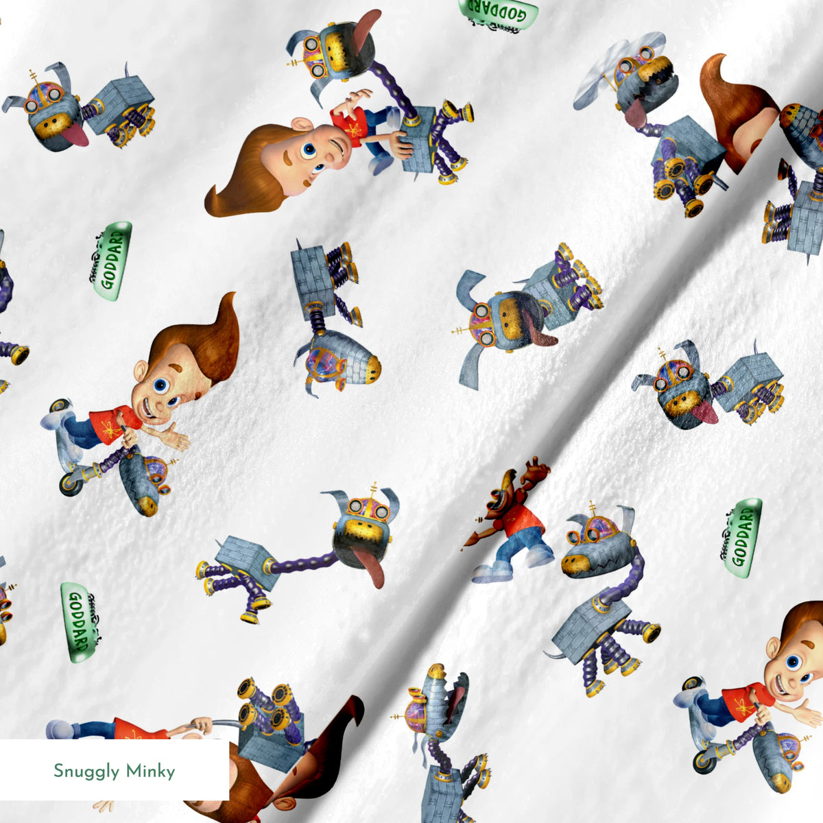 Paramount Jimmy Neutron Best Buds on White Fabric