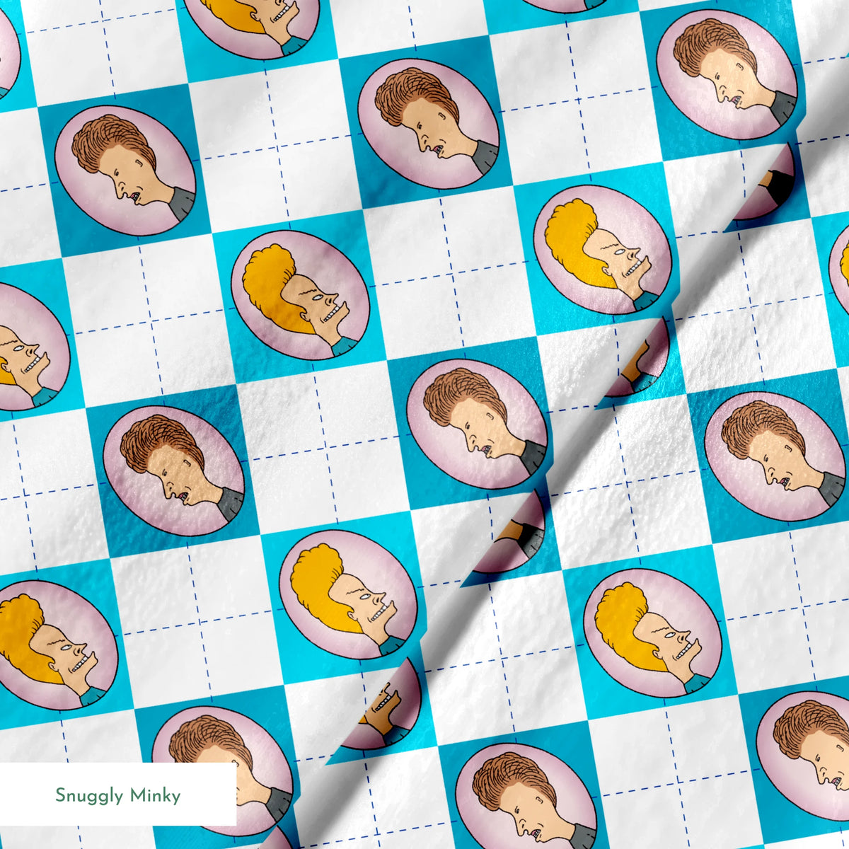 Paramount Beavis and Butt-Head Argyle on Blue Fabric