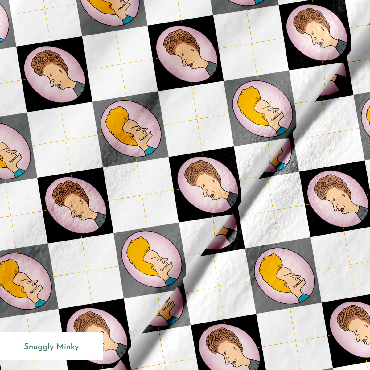 Paramount Beavis and Butt-Head Argyle on Black Fabric