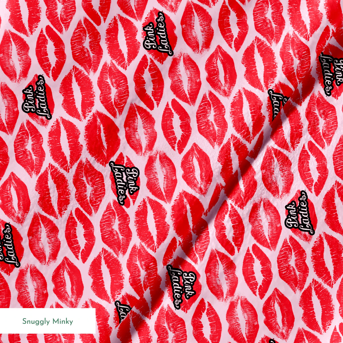 Paramount Grease Pink Ladies Lipstick on Red Fabric