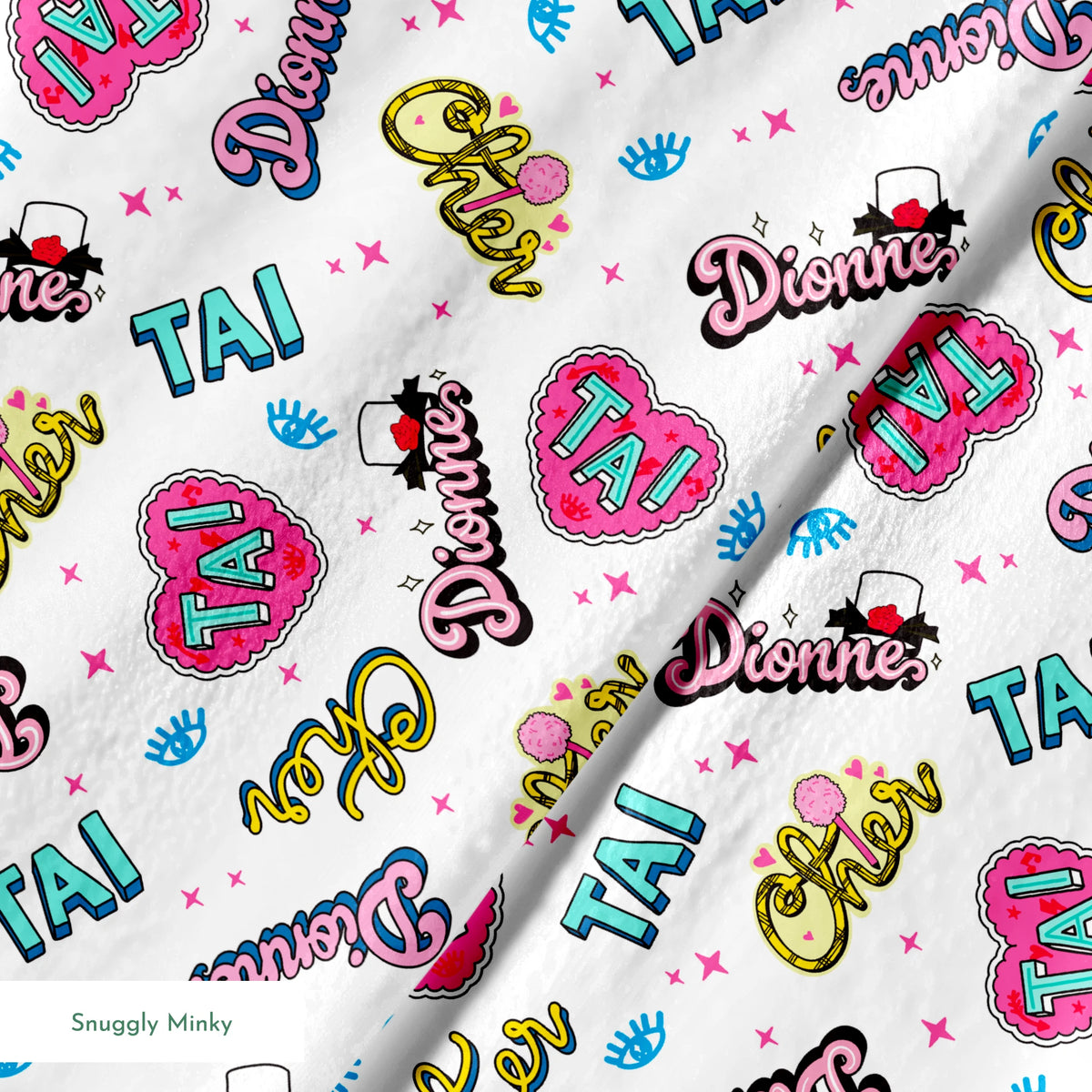 Paramount Clueless Character Names on White Fabric