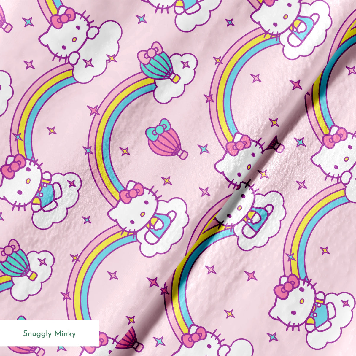 Hello Kitty® Rainbows & Clouds on Pink Fabric