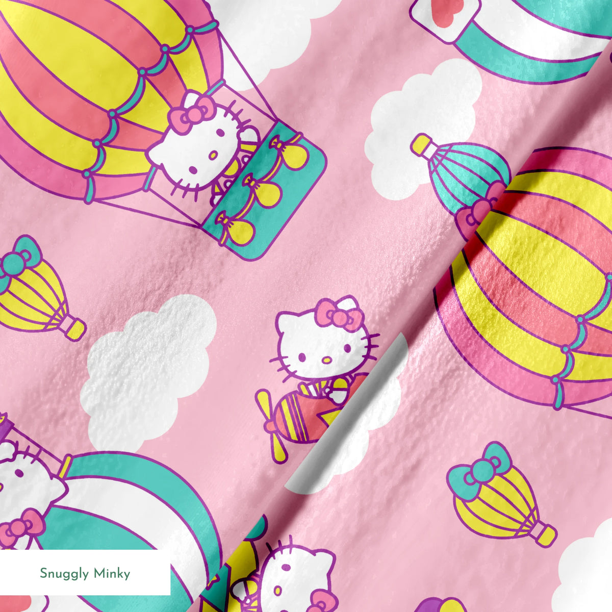 Hello Kitty® Hot Air Balloons on Pink Fabric