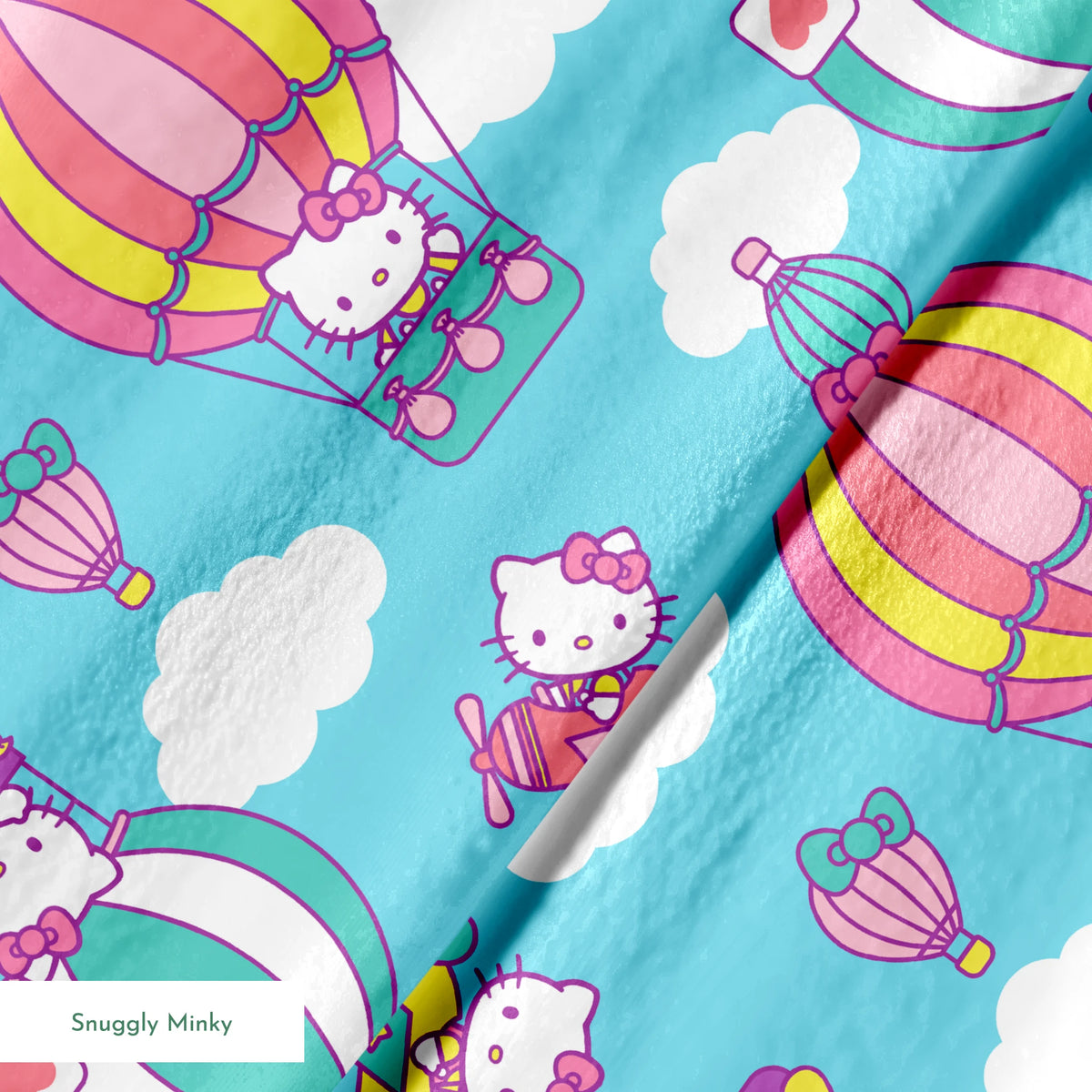 Hello Kitty® Hot Air Balloons on Blue Fabric