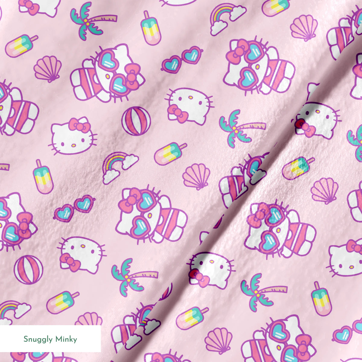 Hello Kitty® Beach Day Fun on Pink Fabric