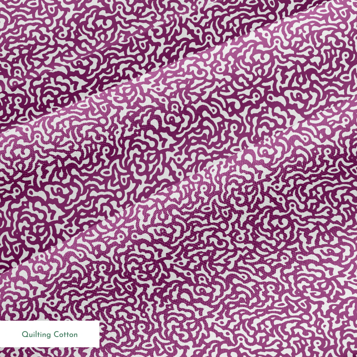 Purple squiggly maze-like pattern on white background with organic swirling lines springs quiltingcotton texture