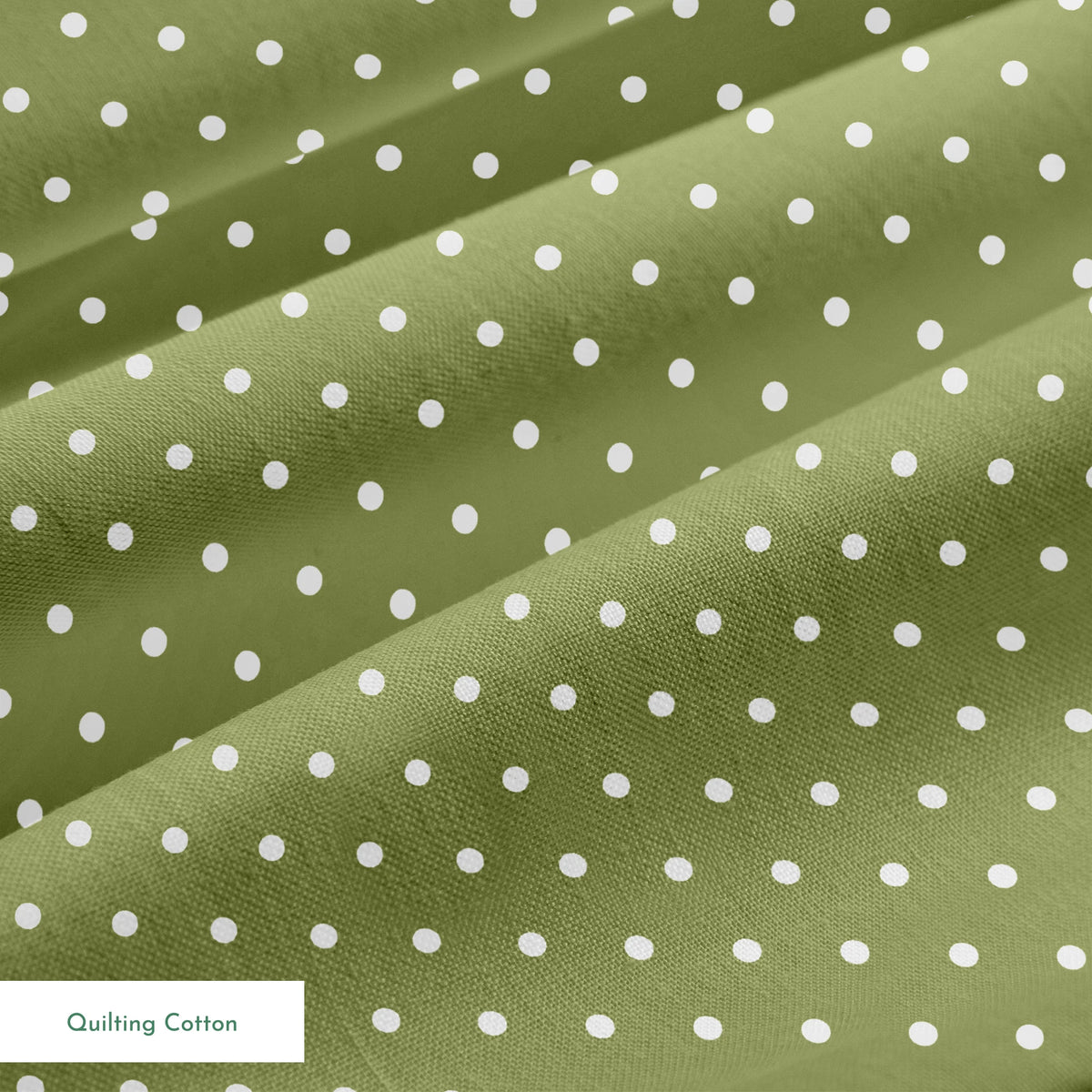 White circles on an olive green background springs quiltingcotton texture