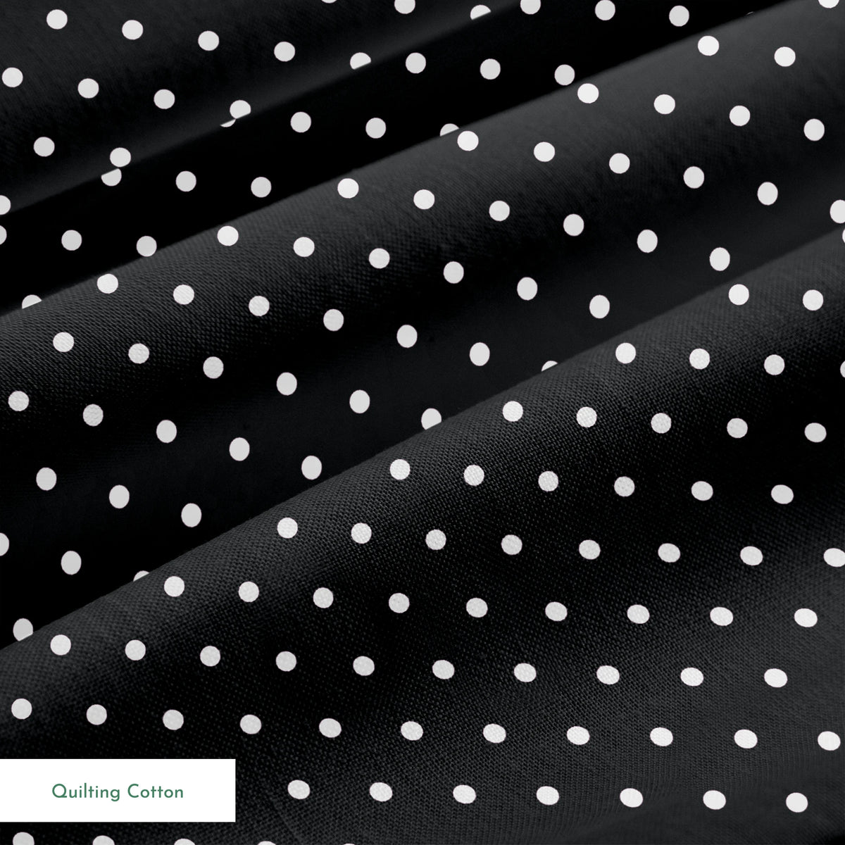 White circular dots on a black background springs quiltingcotton texture