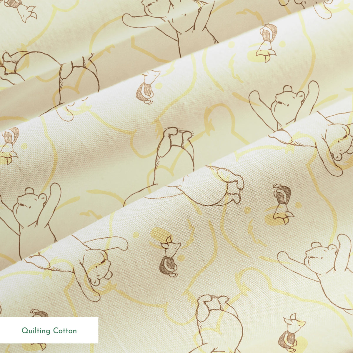 Sketched bear illustrations in various playful poses on a light beige background pattern springs quiltingcotton texture