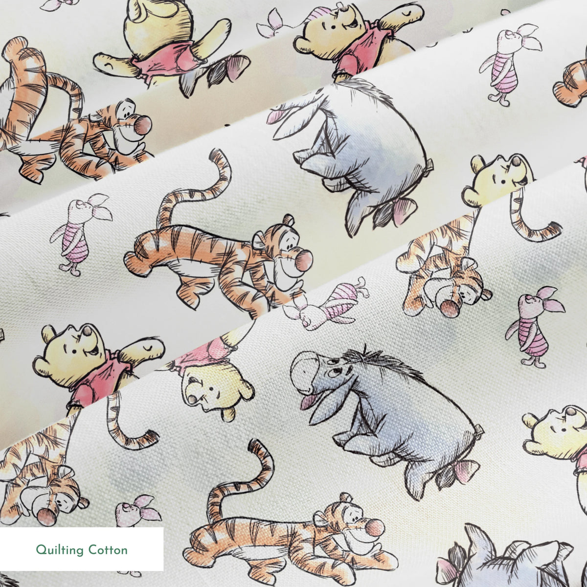 Whimsical pattern featuring cartoon bears in red shirts with bouncing tigers and small pink chara... springs quiltingcotton texture