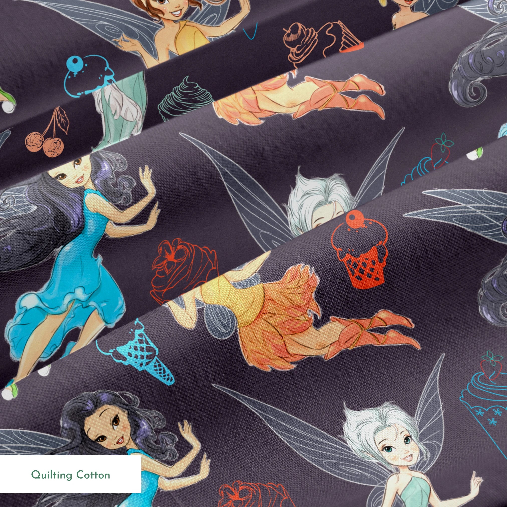 Disney Tinker Bell and Fairies Dessert Toss Fabric