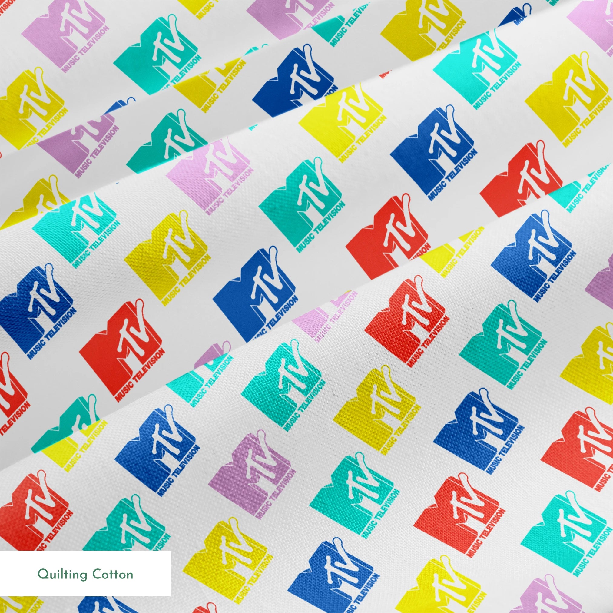 Paramount MTV Colorful Logo Toss on White Fabric