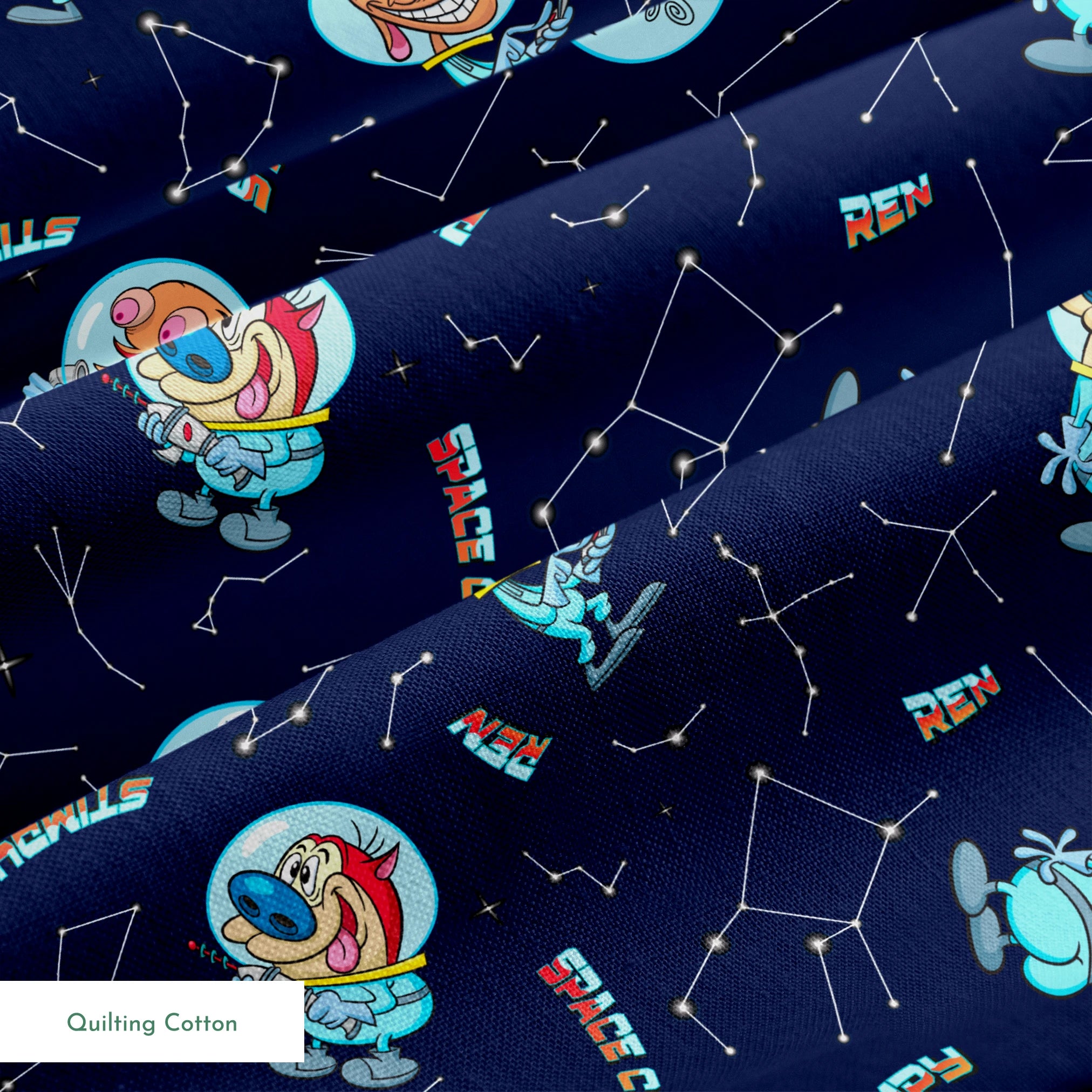 Ren & Stimpy Space Cadets on Midnight Blue Fabric
