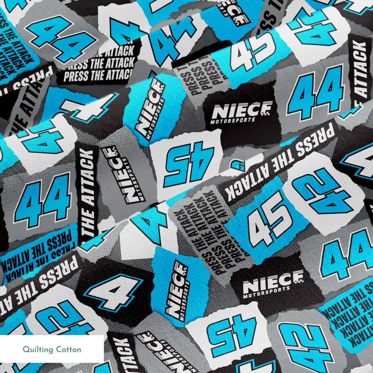 Niece Motorsports Press the Attack Logo Patchwork Fabric