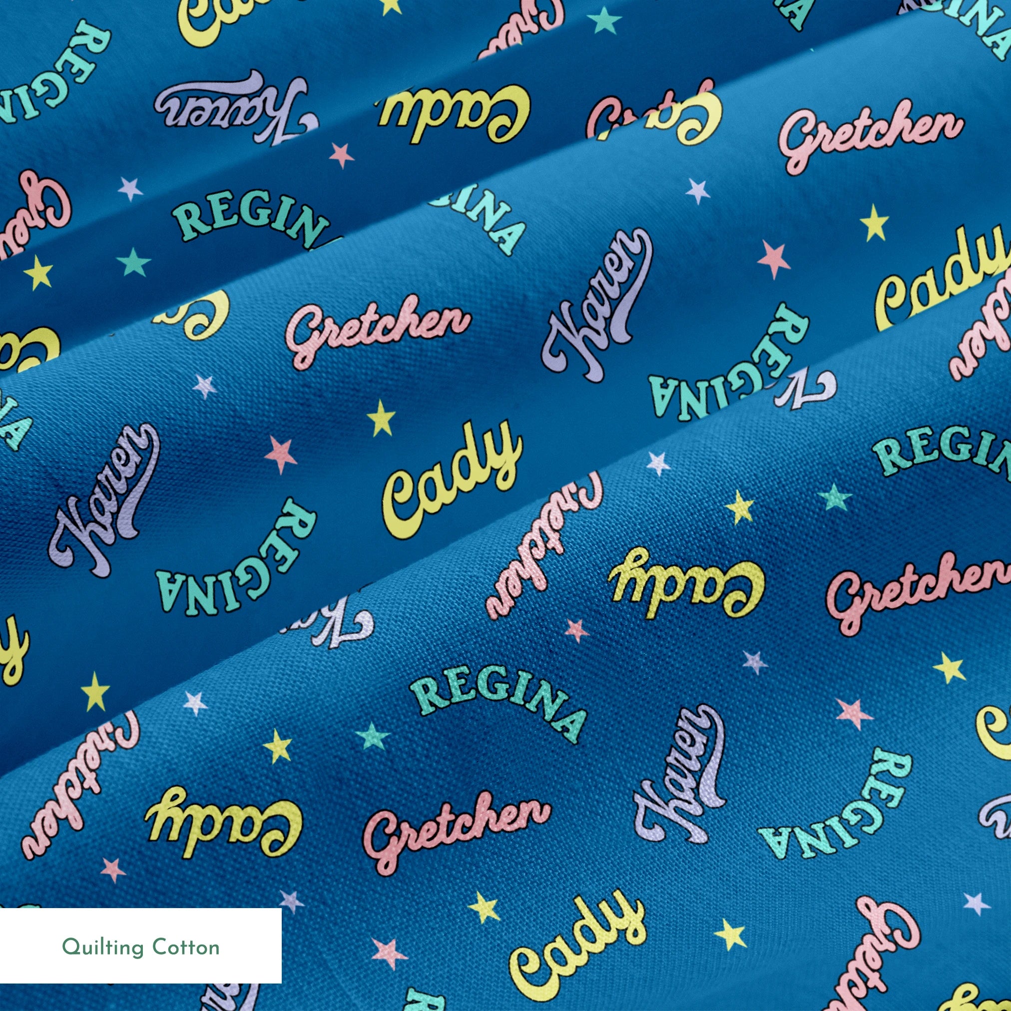 Paramount Mean Girls Plastics Name Toss on Blue Fabric