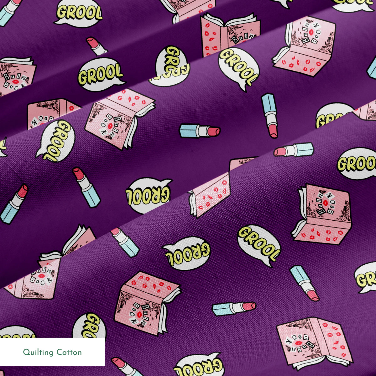 Paramount Mean Girls Grool Burn Book on Purple Fabric