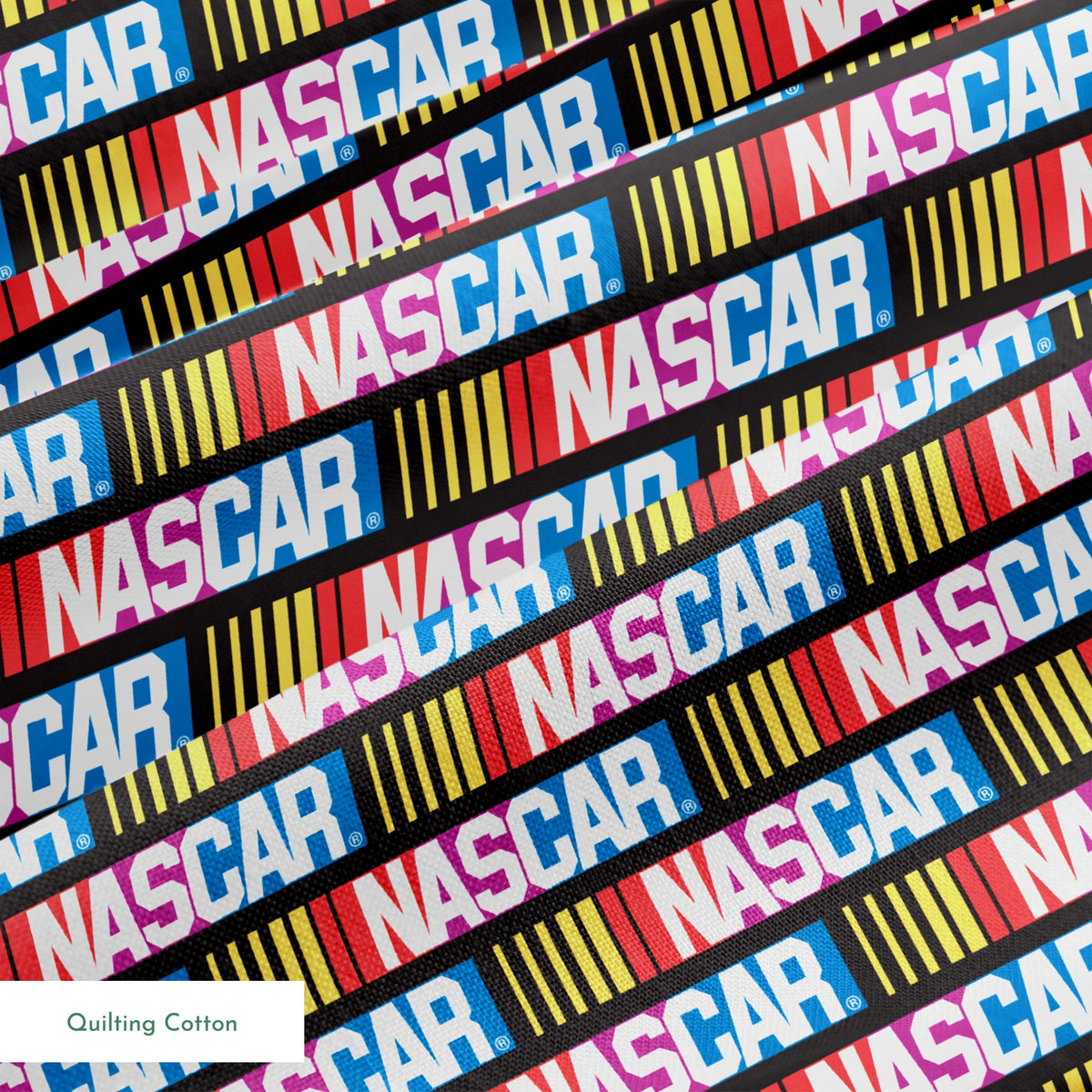 NASCAR® Retro Logo on Multi Stripes Fabric