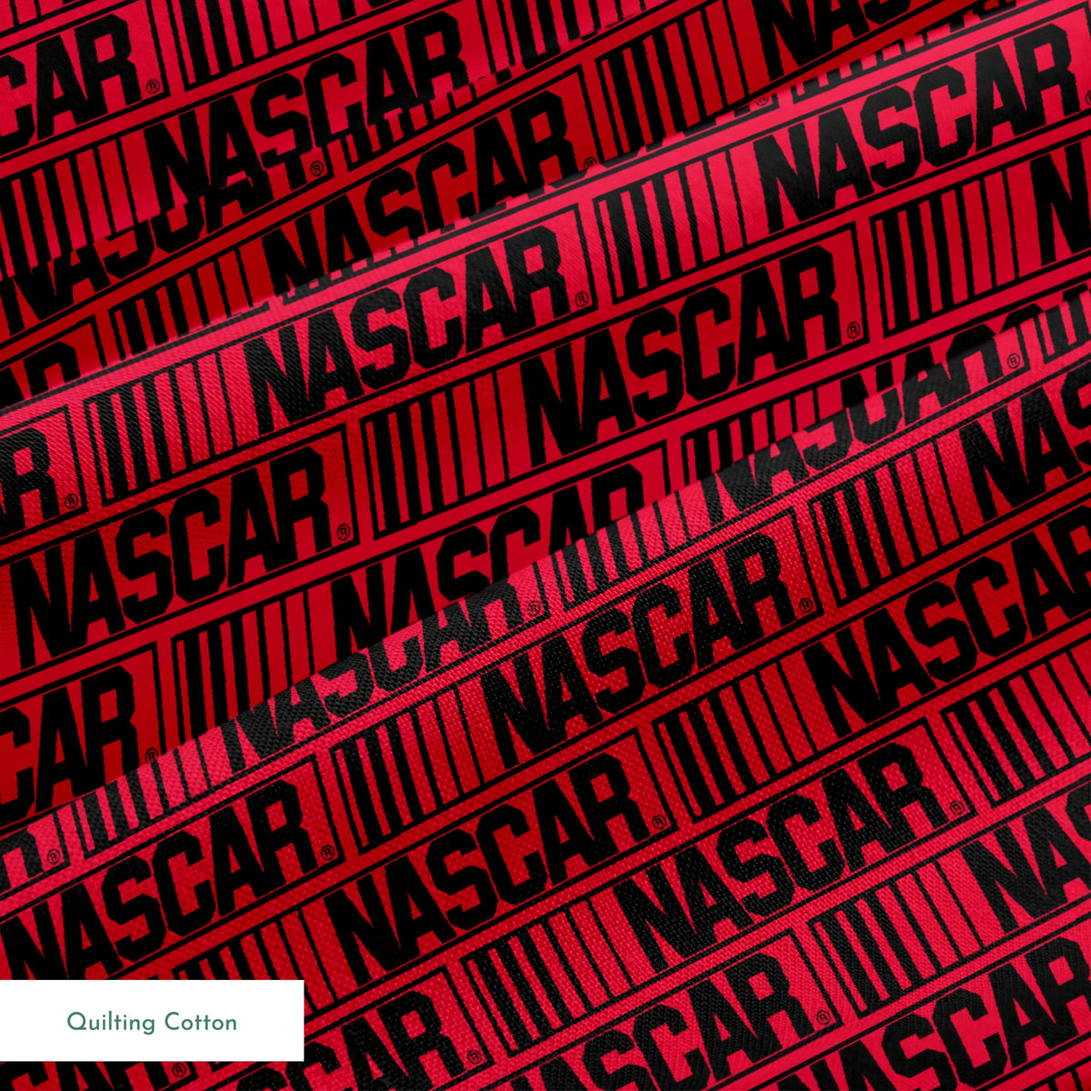 NASCAR® Retro Logo on Red Stripes Fabric