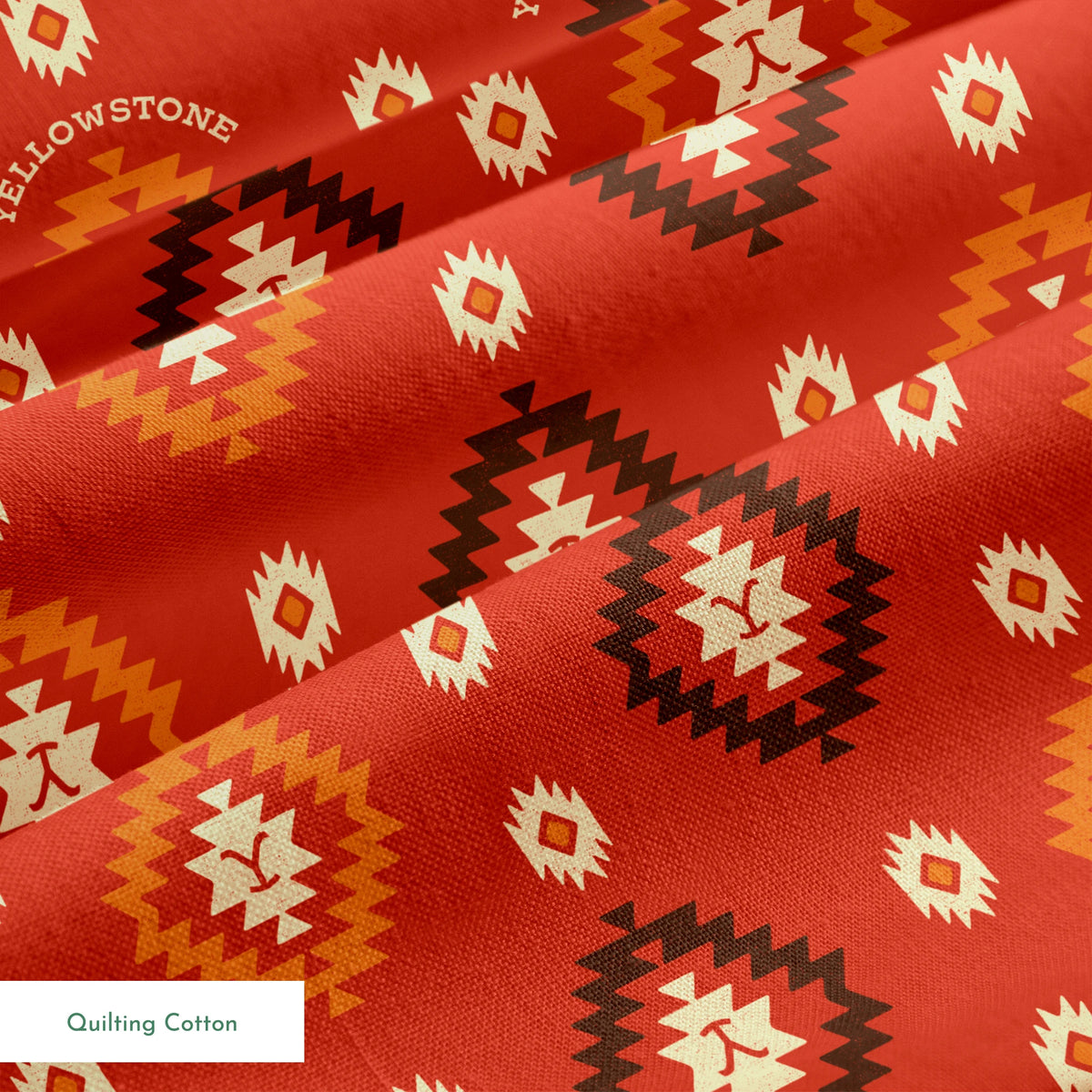 Paramount Yellowstone Tribal Medallions on Red Fabric