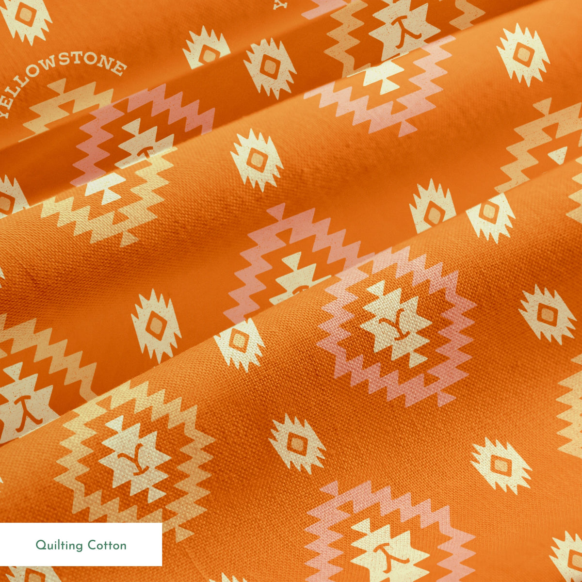 Paramount Yellowstone Tribal Medallions on Desert Orange Fabric