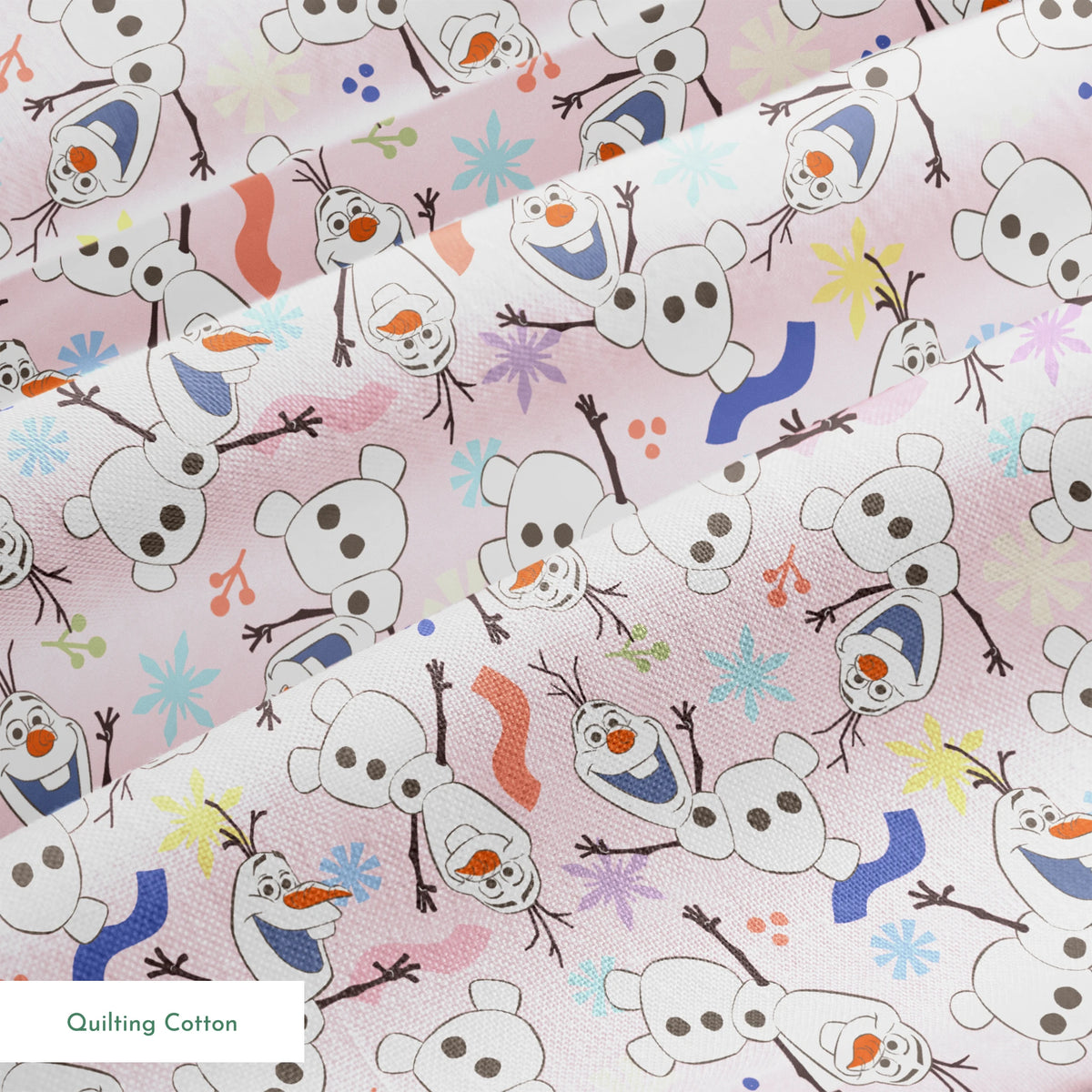 Disney Frozen Colorful Olaf Toss on Pink Fabric
