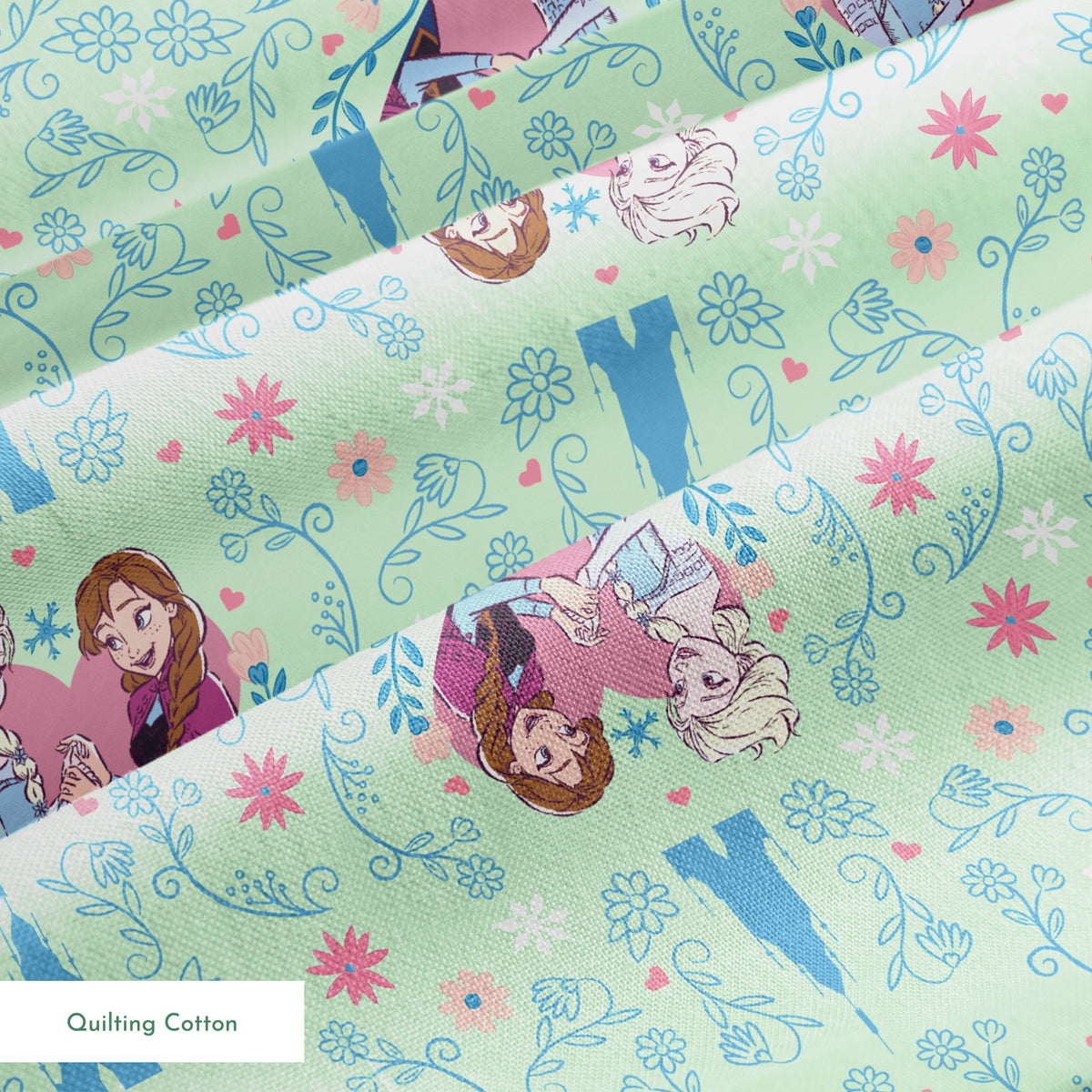 Disney Frozen Sisterly Bond on Green Fabric