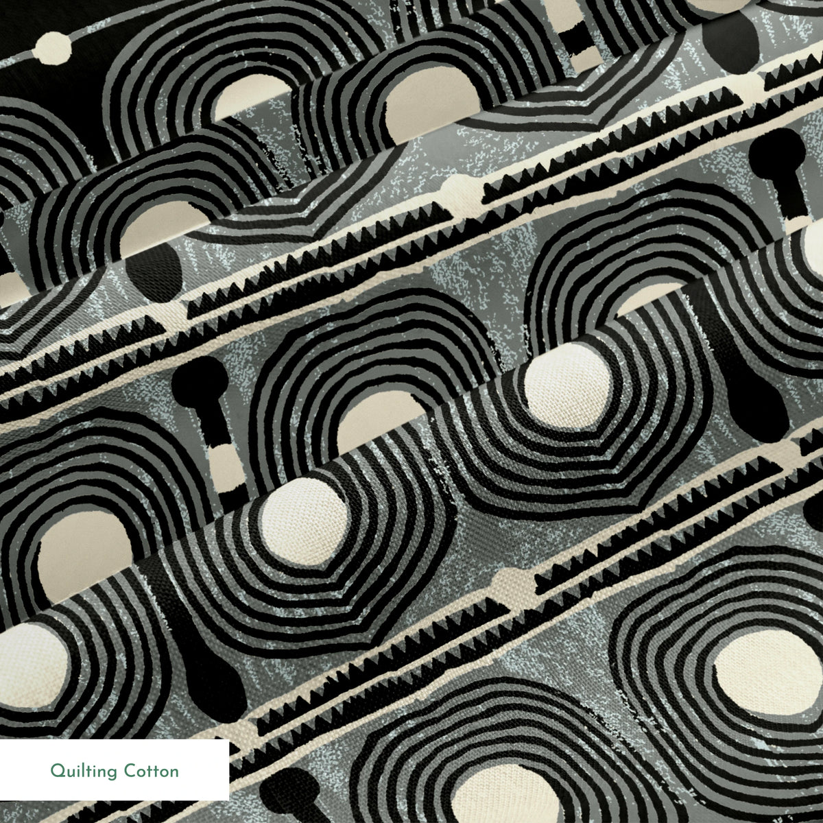 Spiraline on Black Days Fabric