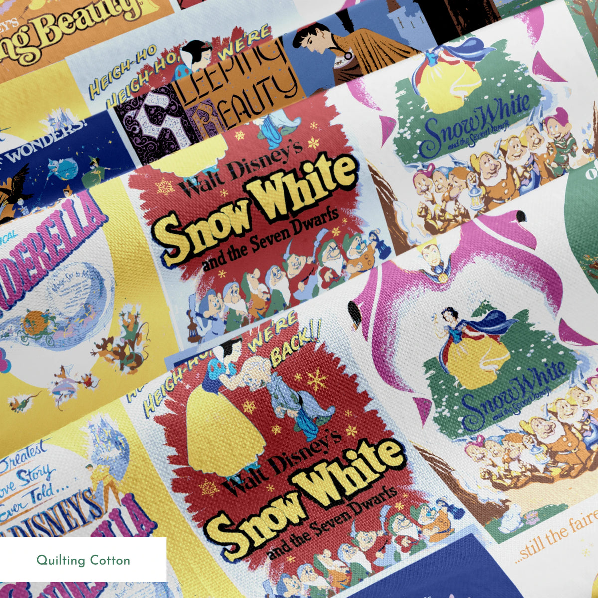 Disney Princess Vintage Poster Collage Fabric