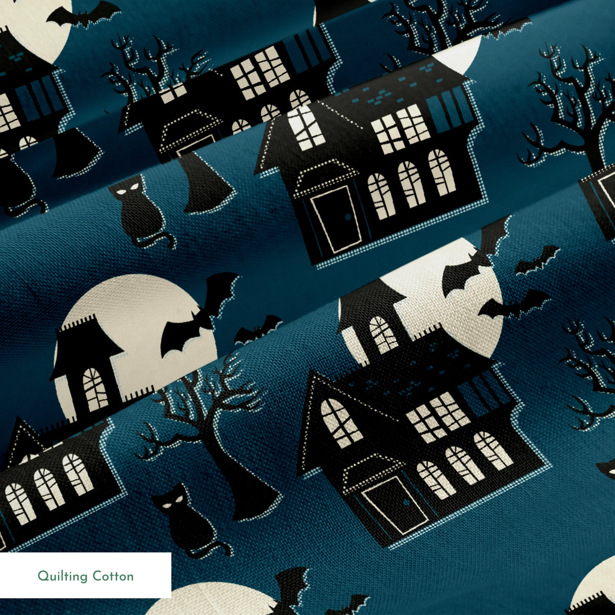 Haunted House on Haunted Night Fabric