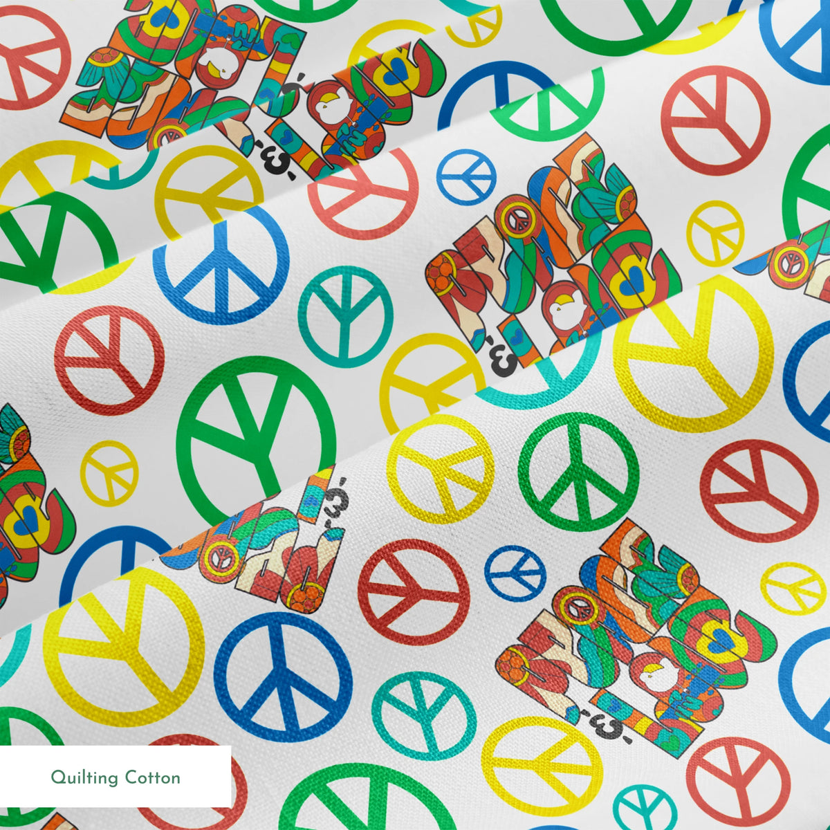 Woodstock Peace and Love Fabric