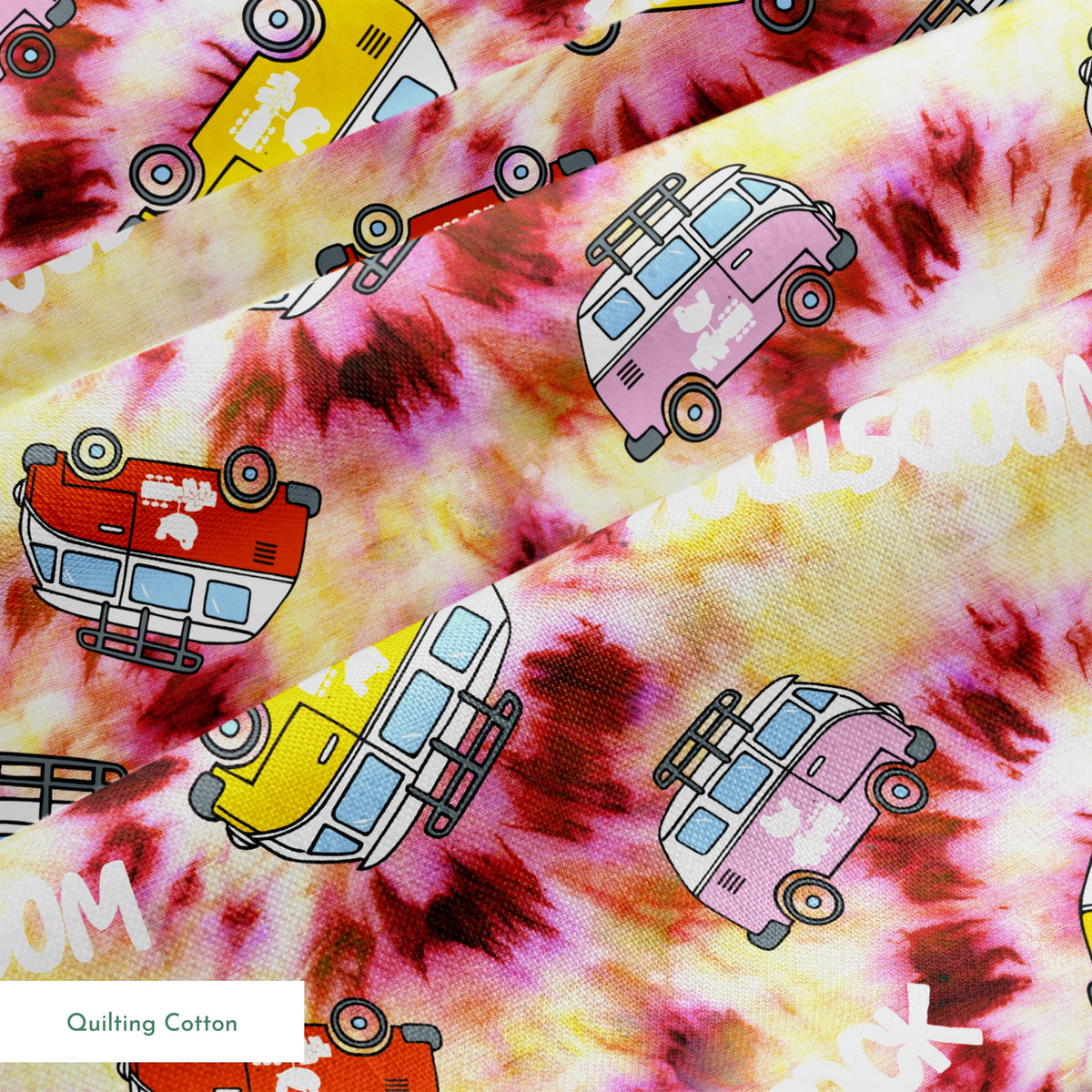 Woodstock Tie-Dye Van on Rust Fabric