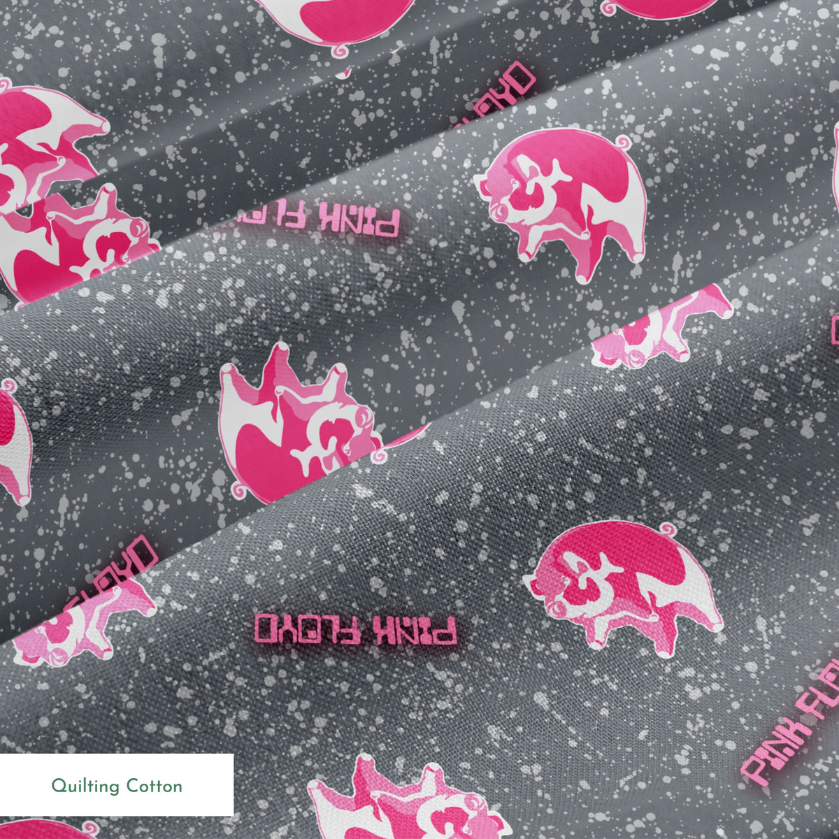 Pink Floyd Bright Pink Pigs Fabric
