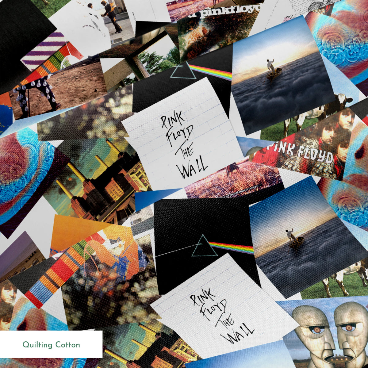 Pink Floyd Album Collage Fabric