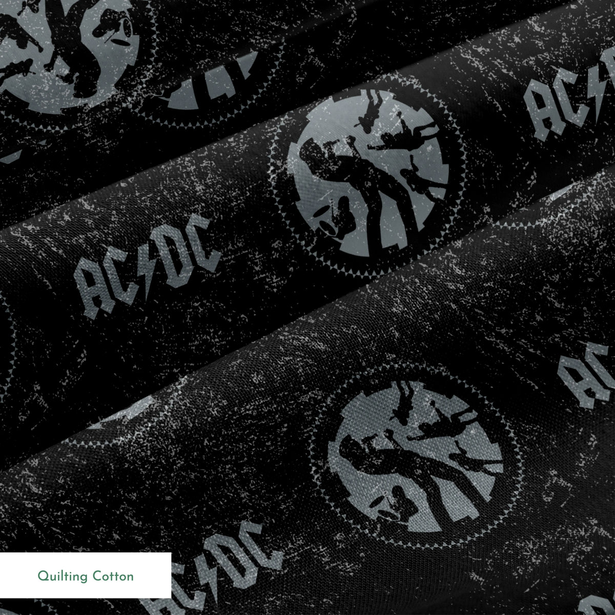AC/DC Distressed Logo and Band Fabric