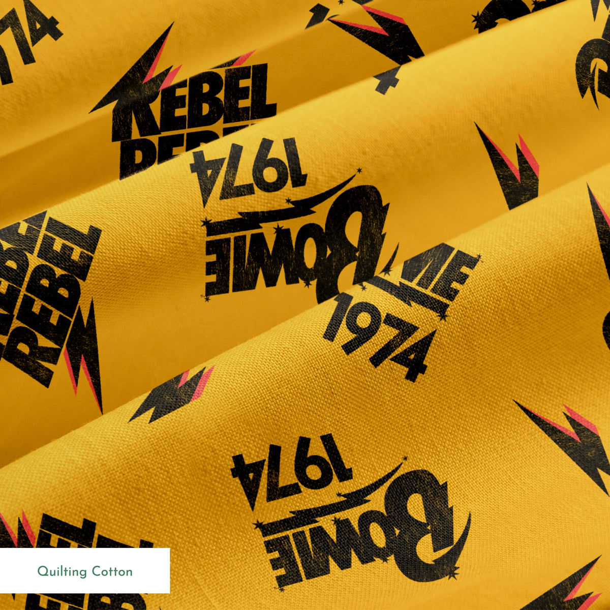 David Bowie Rebel Rebel 1974 on Yellow Fabric