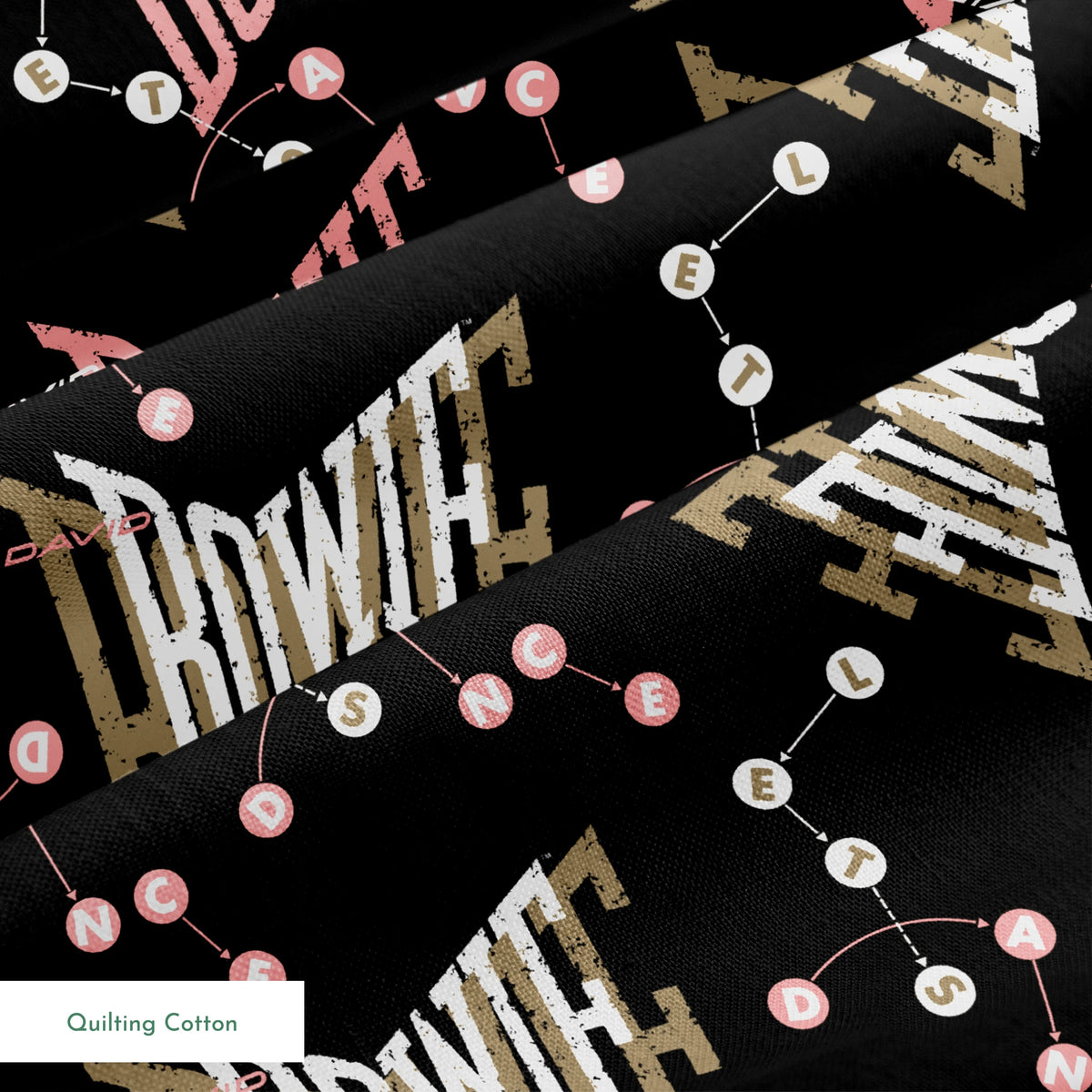 David Bowie Let's Dance on Black Fabric