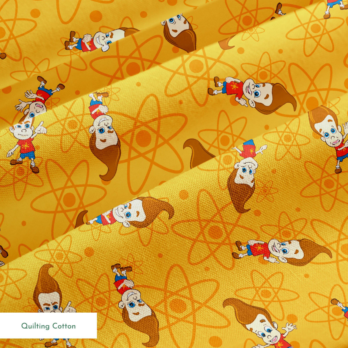 Paramount Jimmy Neutron Atomic Boy Genius on Orange Fabric