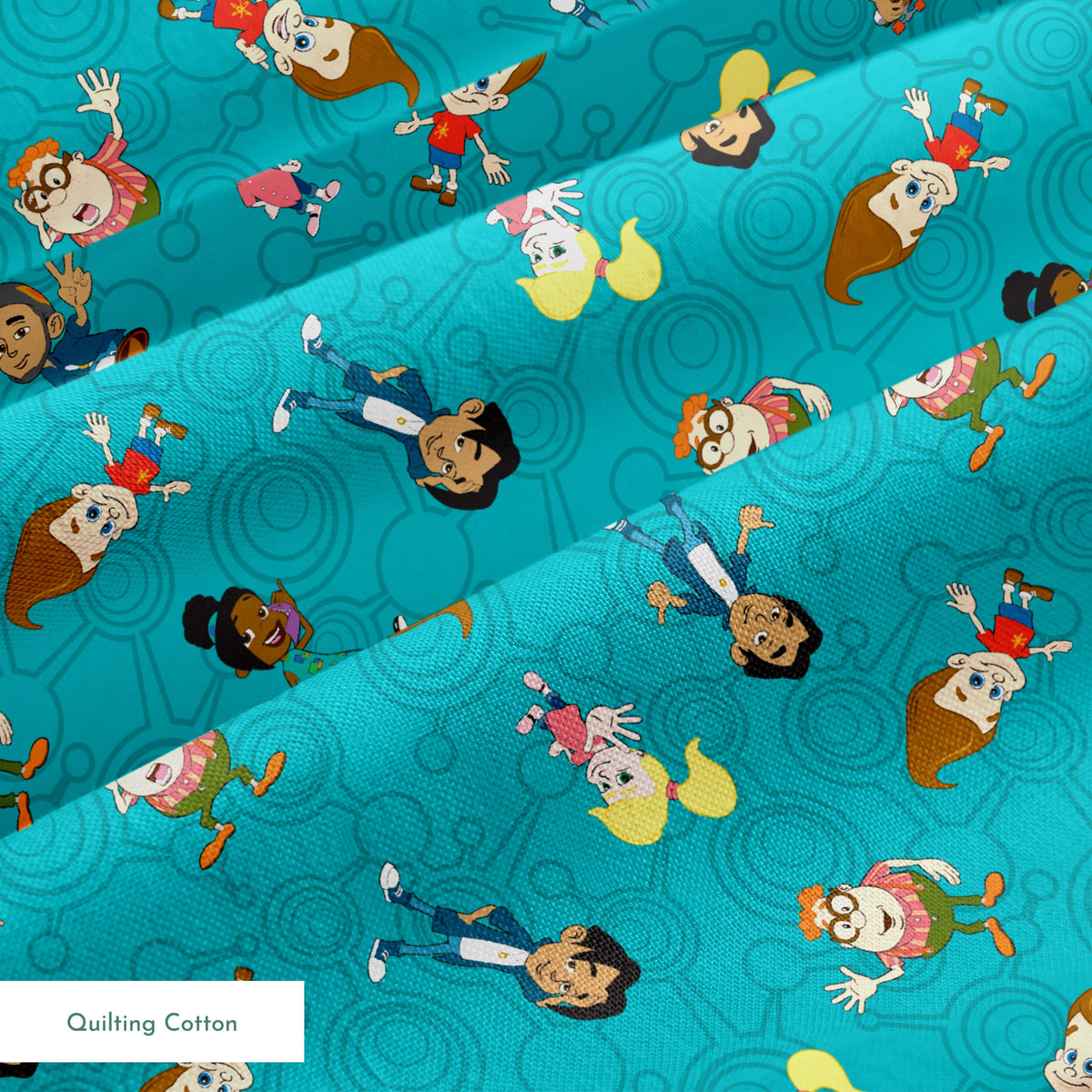 Paramount Jimmy Neutron Friendship Toss on Teal Fabric