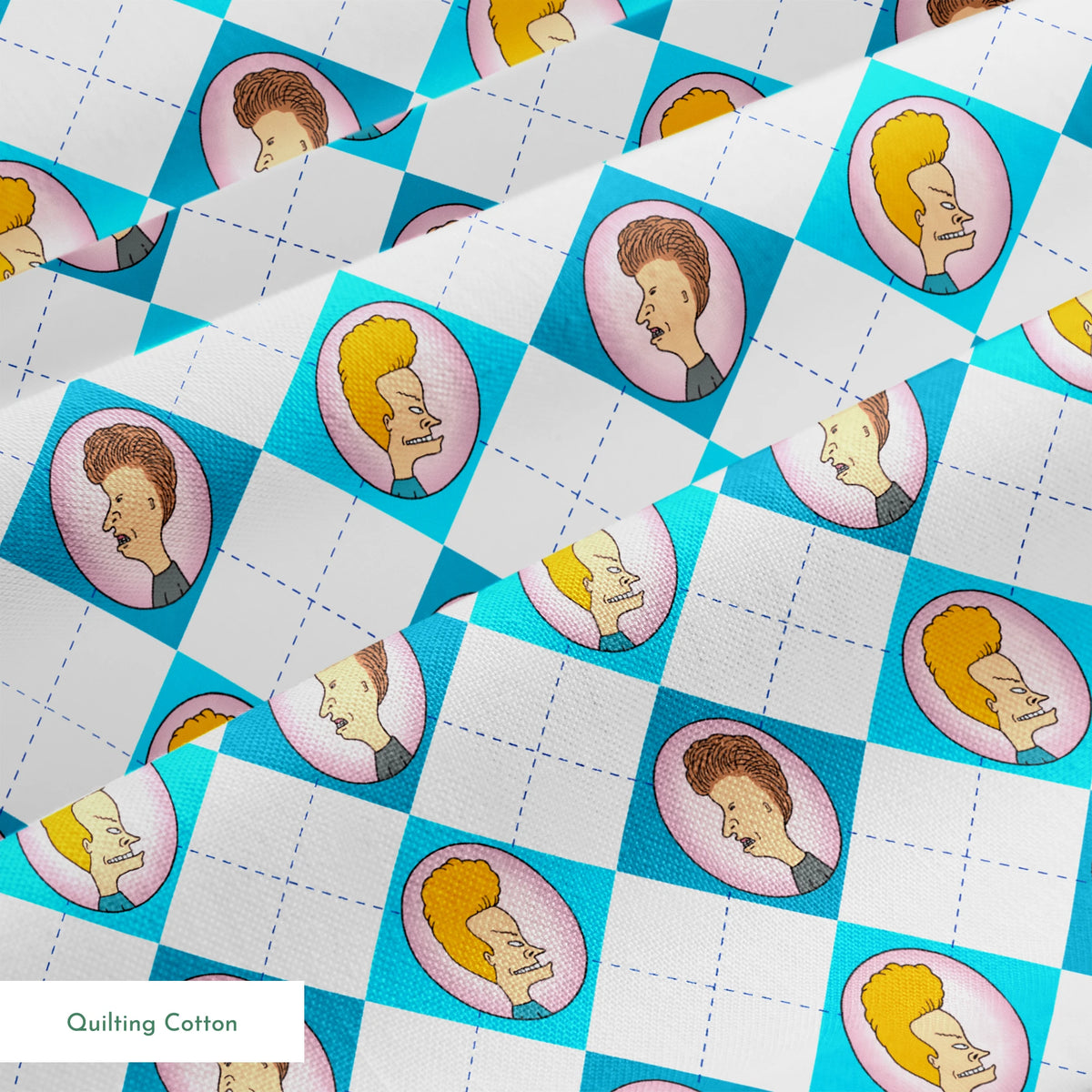 Paramount Beavis and Butt-Head Argyle on Blue Fabric
