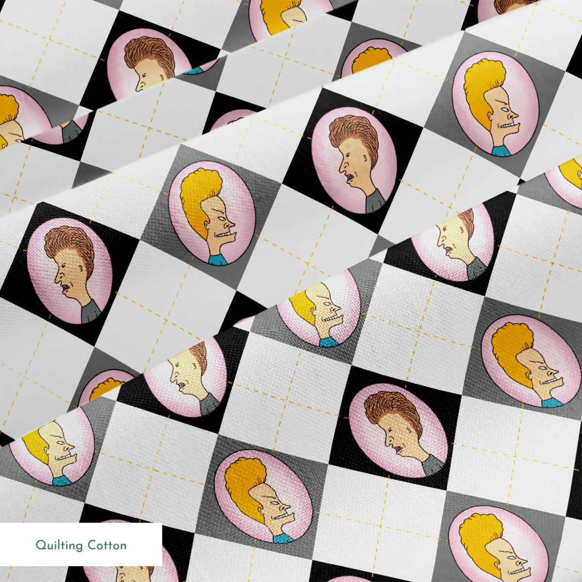Paramount Beavis and Butt-Head Argyle on Black Fabric
