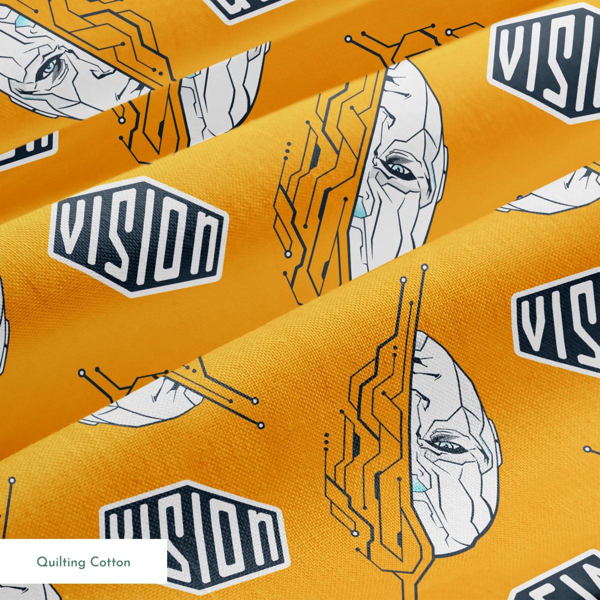 Marvel VisionQuest White Vision on Yellow Fabric