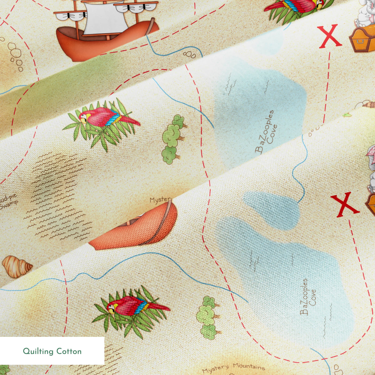 Vicki Schreiner BaZooples Treasure Map Fabric